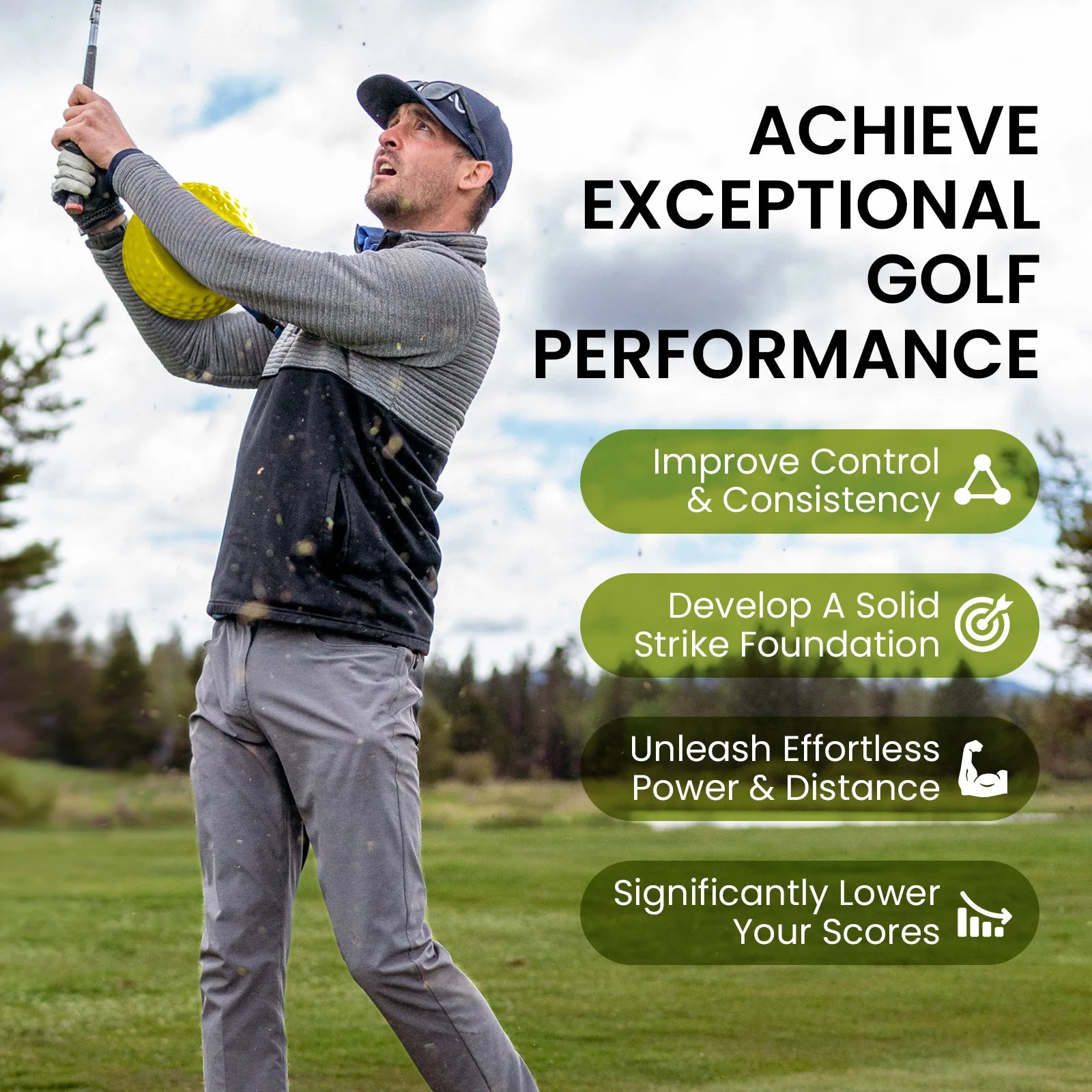 BridgeLinks Smart Ball Swing Trainer – Golf Arm Connection Training Aid