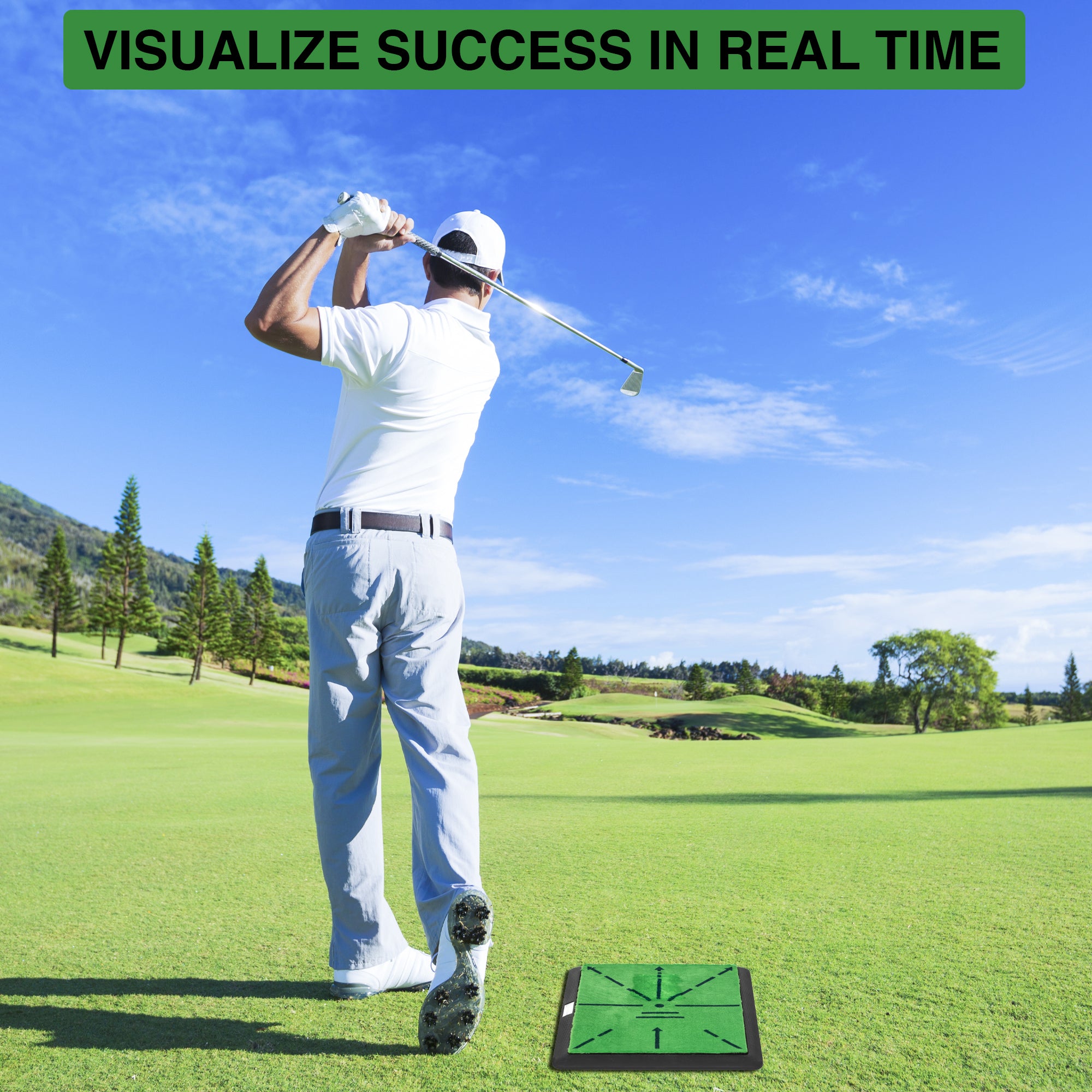 Pathfinder Hitting Mat-Golf Training Mat for Swing Path Feedback, Advanced Guides and Rubber Backing for Stability, Ideal for Hitting, Chipping, and Swing Path Detection, Extra Replaceable Mat