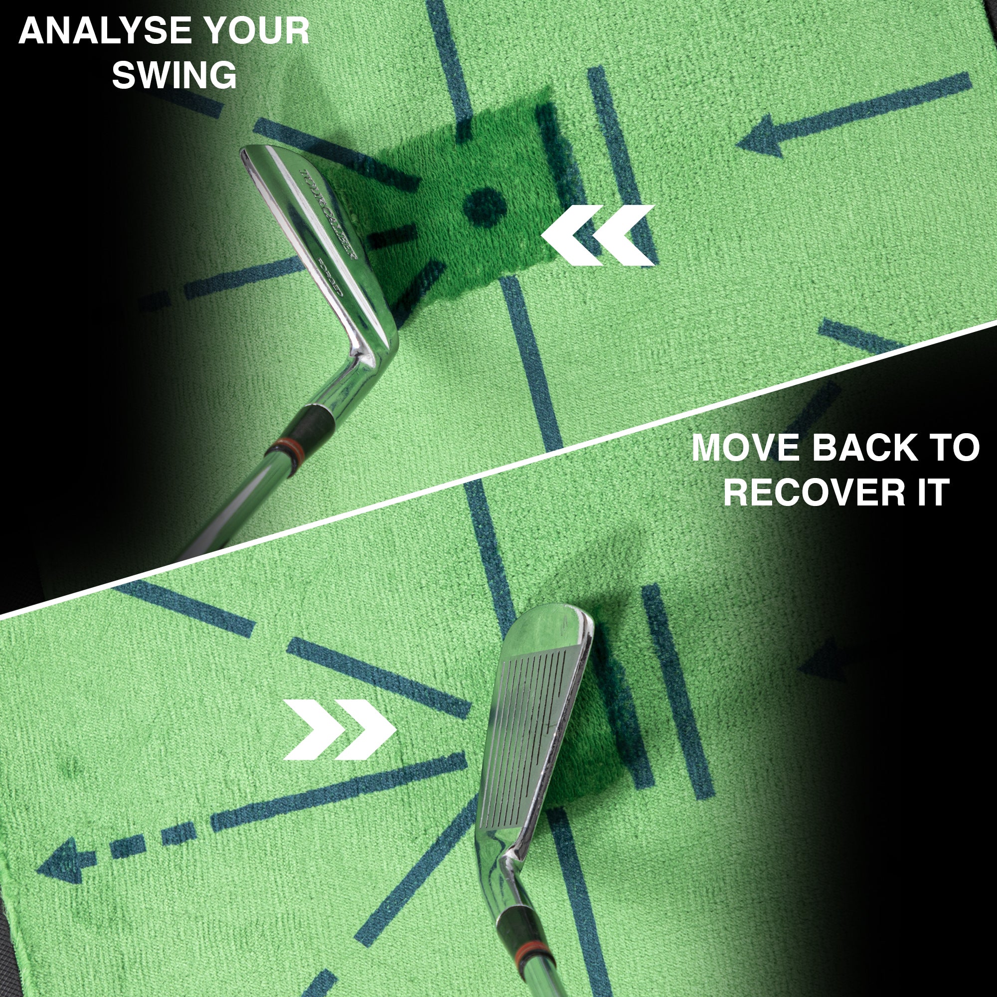 Pathfinder Hitting Mat-Golf Training Mat for Swing Path Feedback, Advanced Guides and Rubber Backing for Stability, Ideal for Hitting, Chipping, and Swing Path Detection, Extra Replaceable Mat